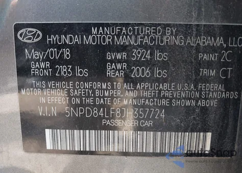 2018 Hyundai Elantra Sel из США, поврежденный, VIN 5NPD84LF8JH357724